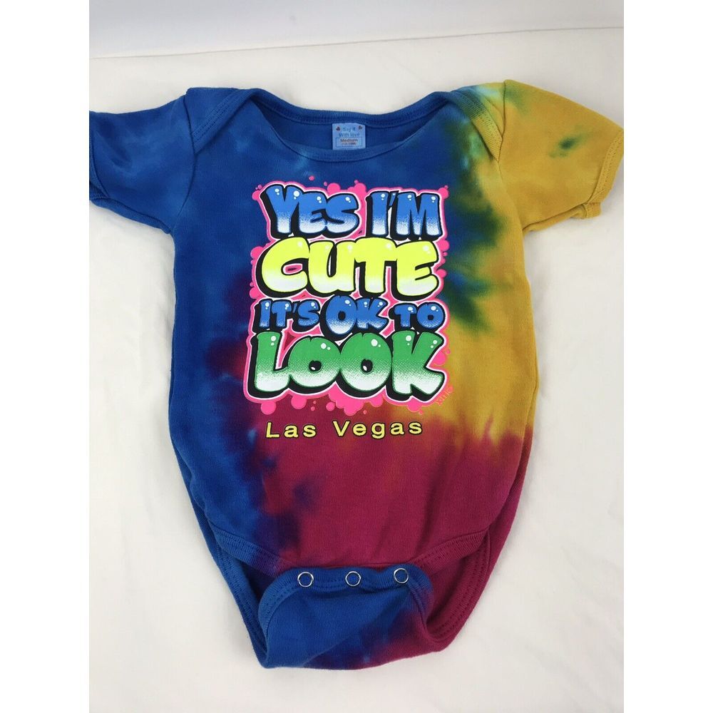 Say It With Love Baby Tie-Dye Las Vegas Shirt 12-18M "I'm Cute"